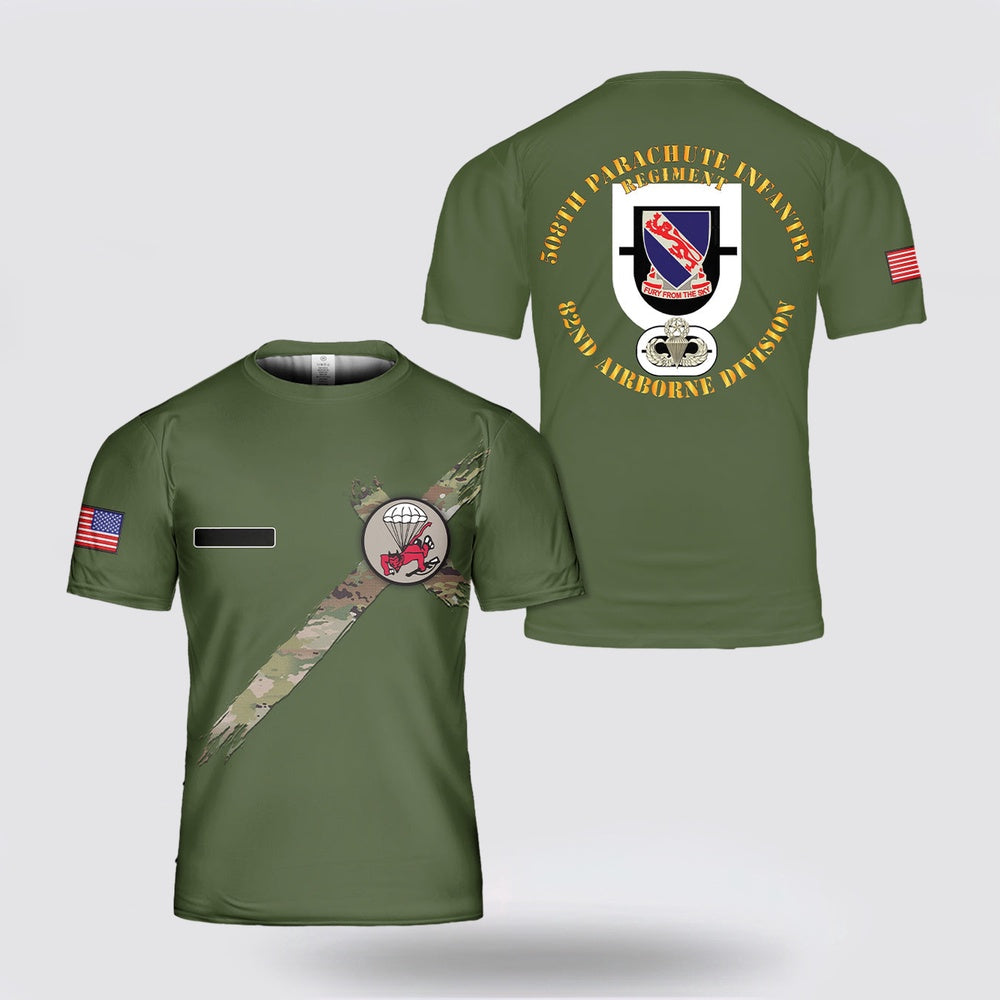 Army T Shirt, Custom Name US Army 82nd Airborne Division 508th Parachute Infantry Regiment T Shirt 3D