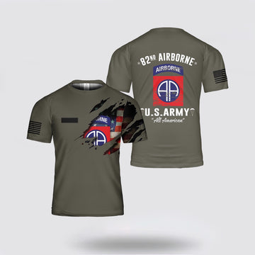 Army T Shirt, Custom Name US Army 82nd Airborne Division T Shirt 3D