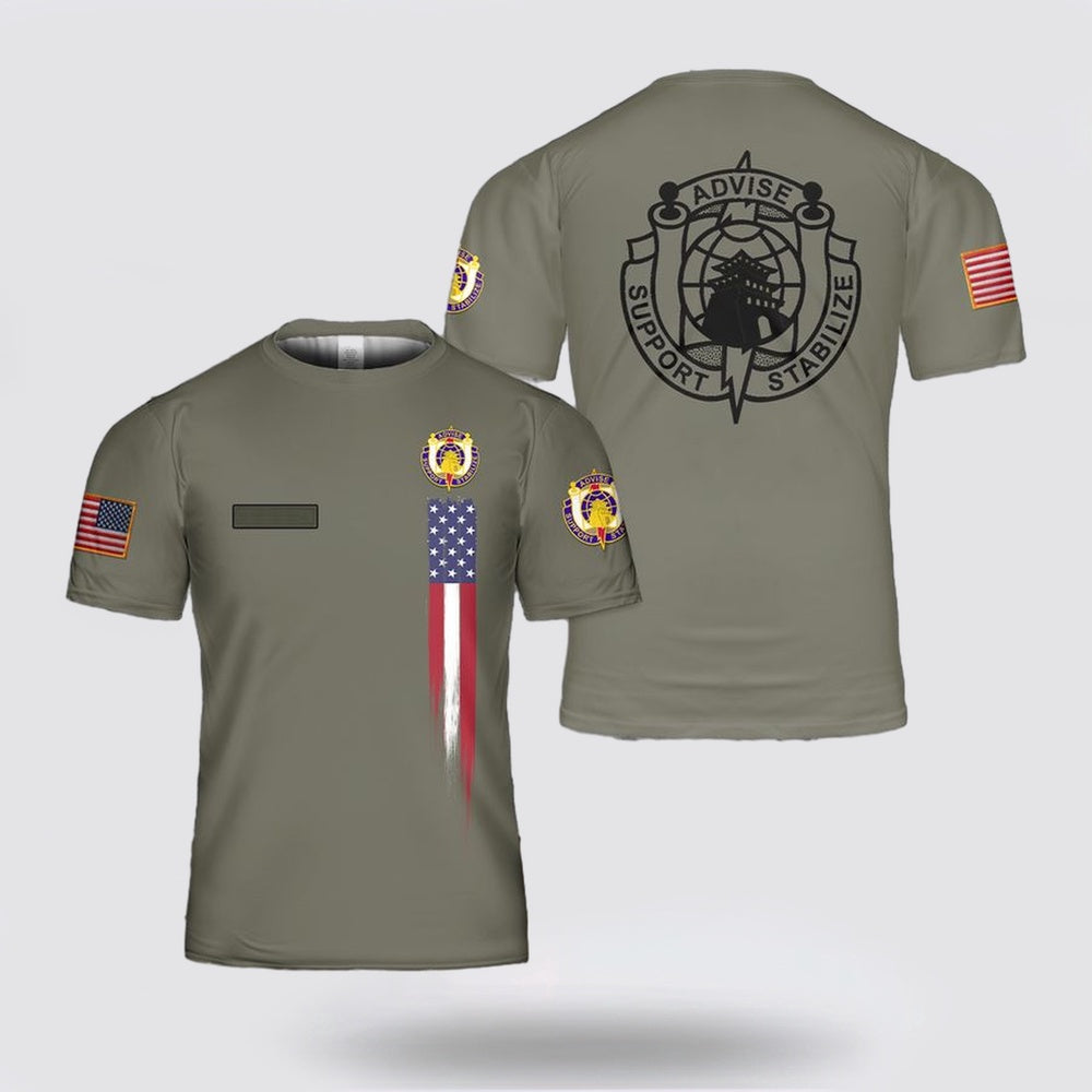 Army T Shirt, Custom Name US Army 95th Civil Affairs Brigade (Special Operations) (Airborne) T Shirt 3D