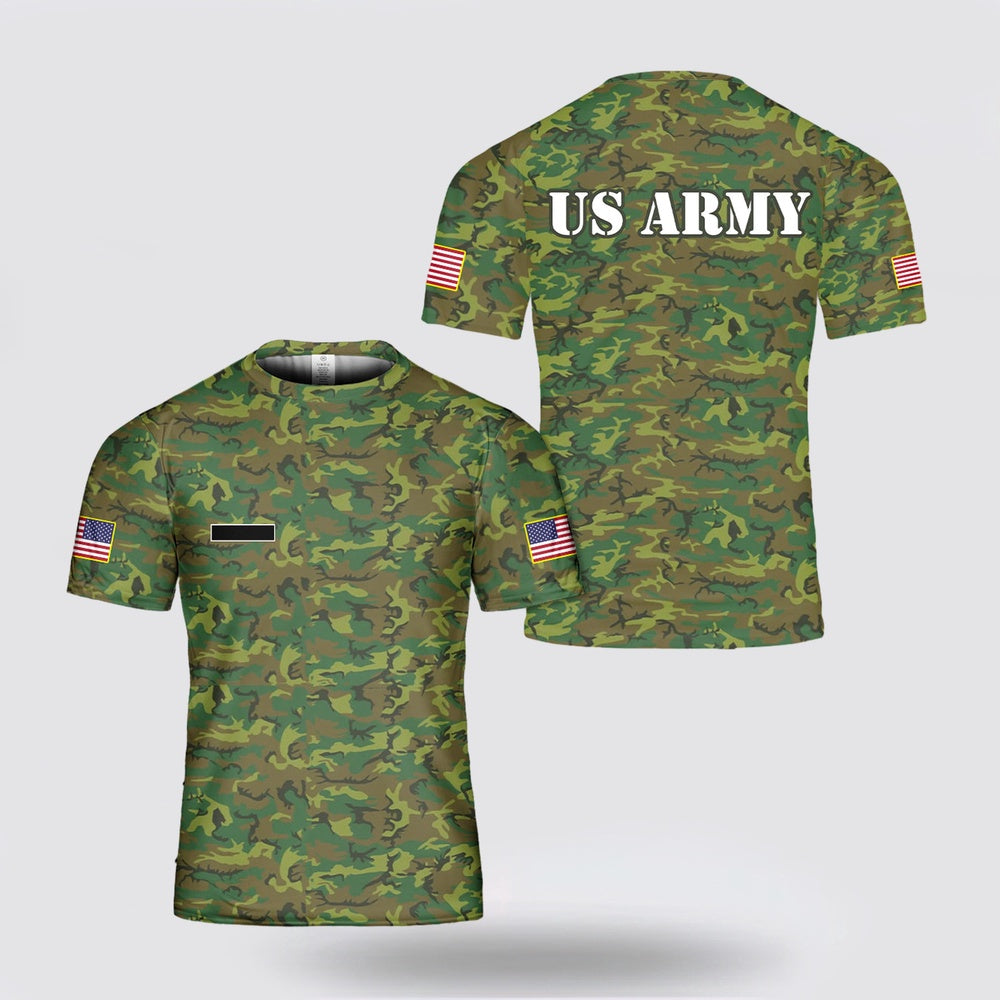 Army T Shirt, Custom Name US Army American ERDL Lowland Camo T Shirt 3D