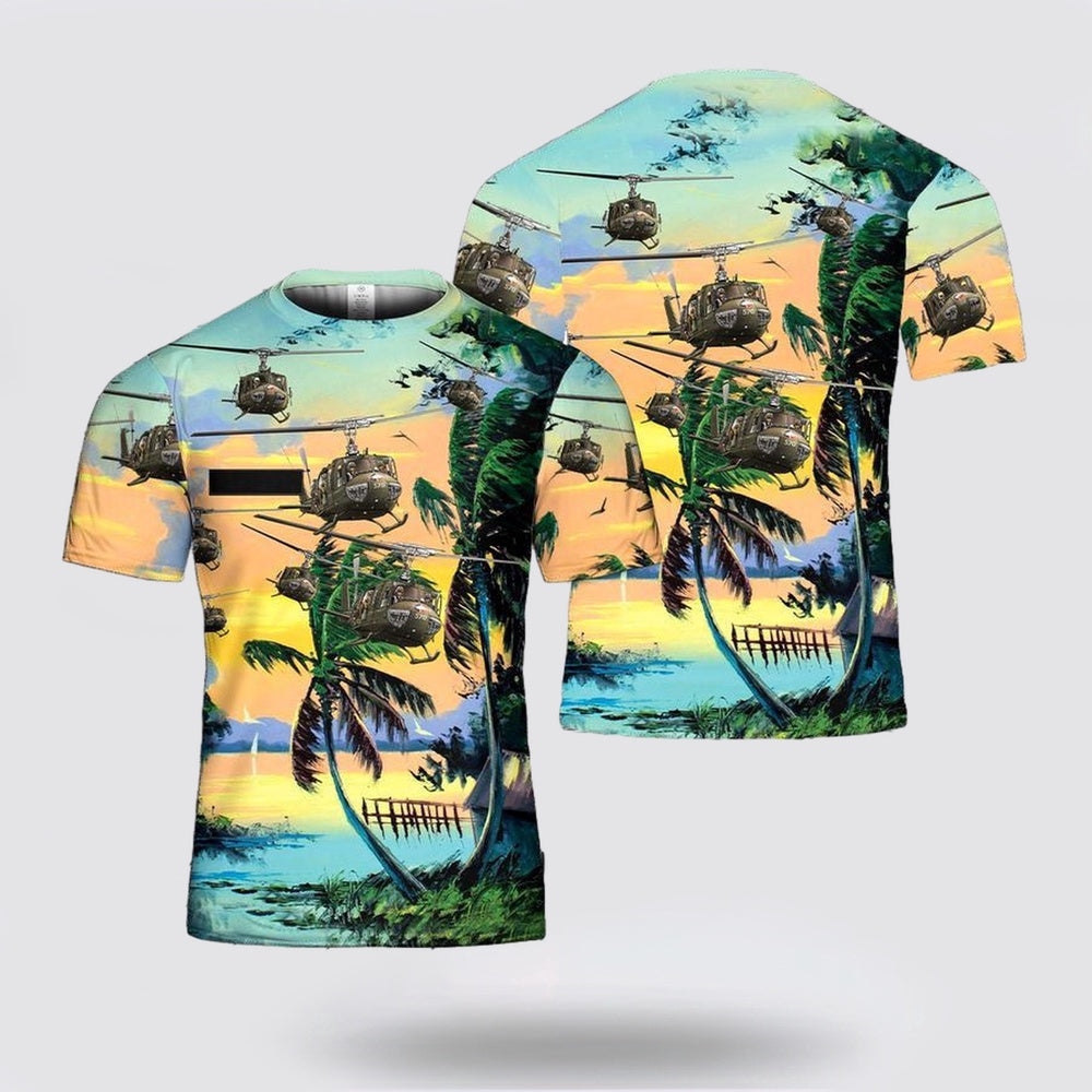 Army T Shirt, Custom Name US Army Bell UH-1 Huey T Shirt 3D