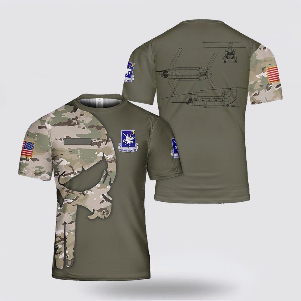 Army T Shirt, Custom Name US Army MH-47G 3D T Shirt