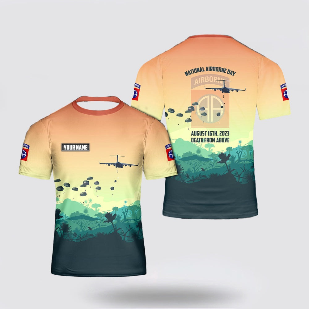 Army T Shirt, Custom Name US Army National Airborne Day, 82nd Airborne Division 3D T Shirt