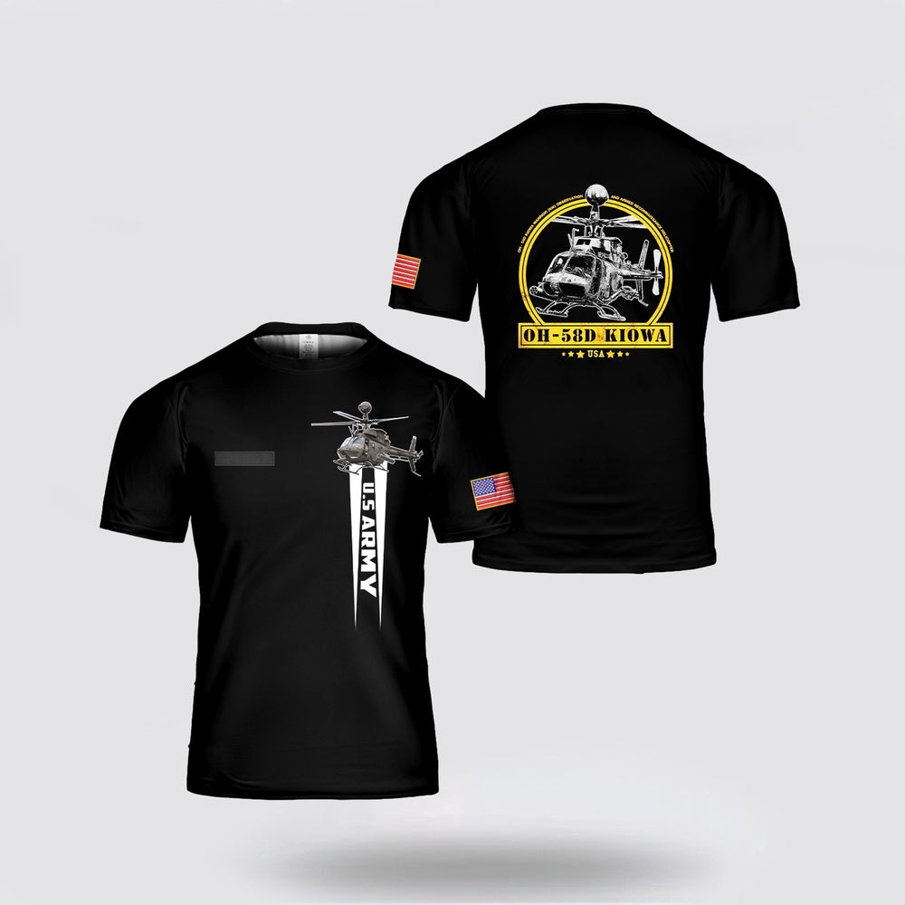 Army T Shirt, Custom Name US Army OH-58D Kiowa Warrior T Shirt 3D