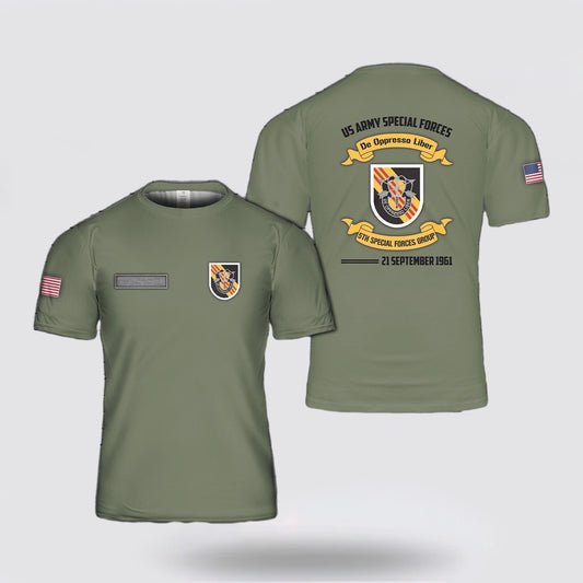 Army T Shirt, Custom Name US Army Special 5th Special Forces Group (5th SFG)(A) T Shirt 3D