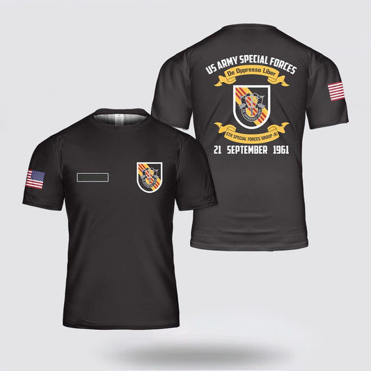 Army T Shirt, Custom Name US Army Special Forces 5th Special Forces Group (Airborne) (5th SFG (A)) T Shirt 3D