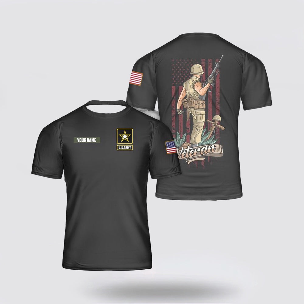 Army T Shirt, Custom Name Us Army Veteran Day Fallen Soldiers 3D T Shirt