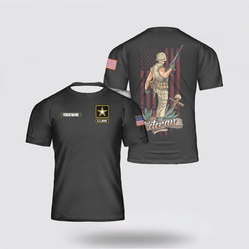 Army T Shirt, Custom Name Us Army Veteran Day Fallen Soldiers 3D T Shirt