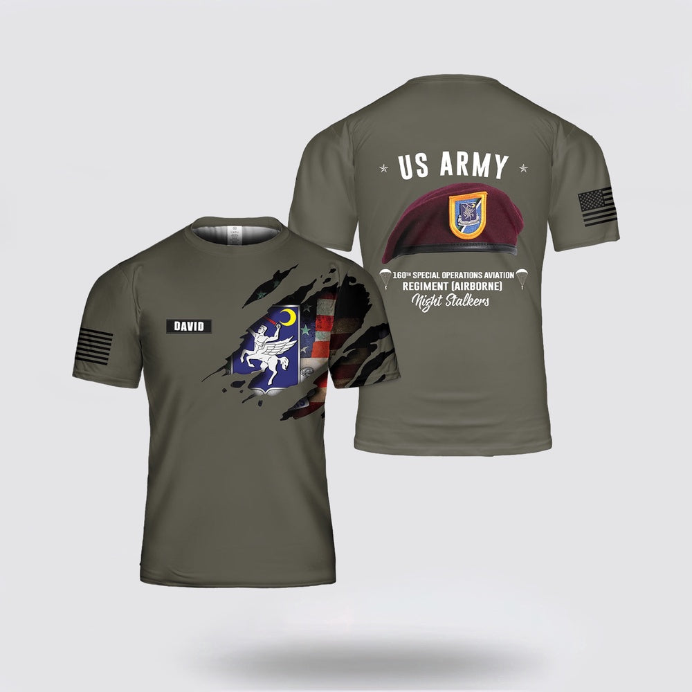 Army T Shirt, US Army 160th Special Operations Aviation Regiment (Airborne) Night Stalkers 3D T Shirt, Veteran T Shirt