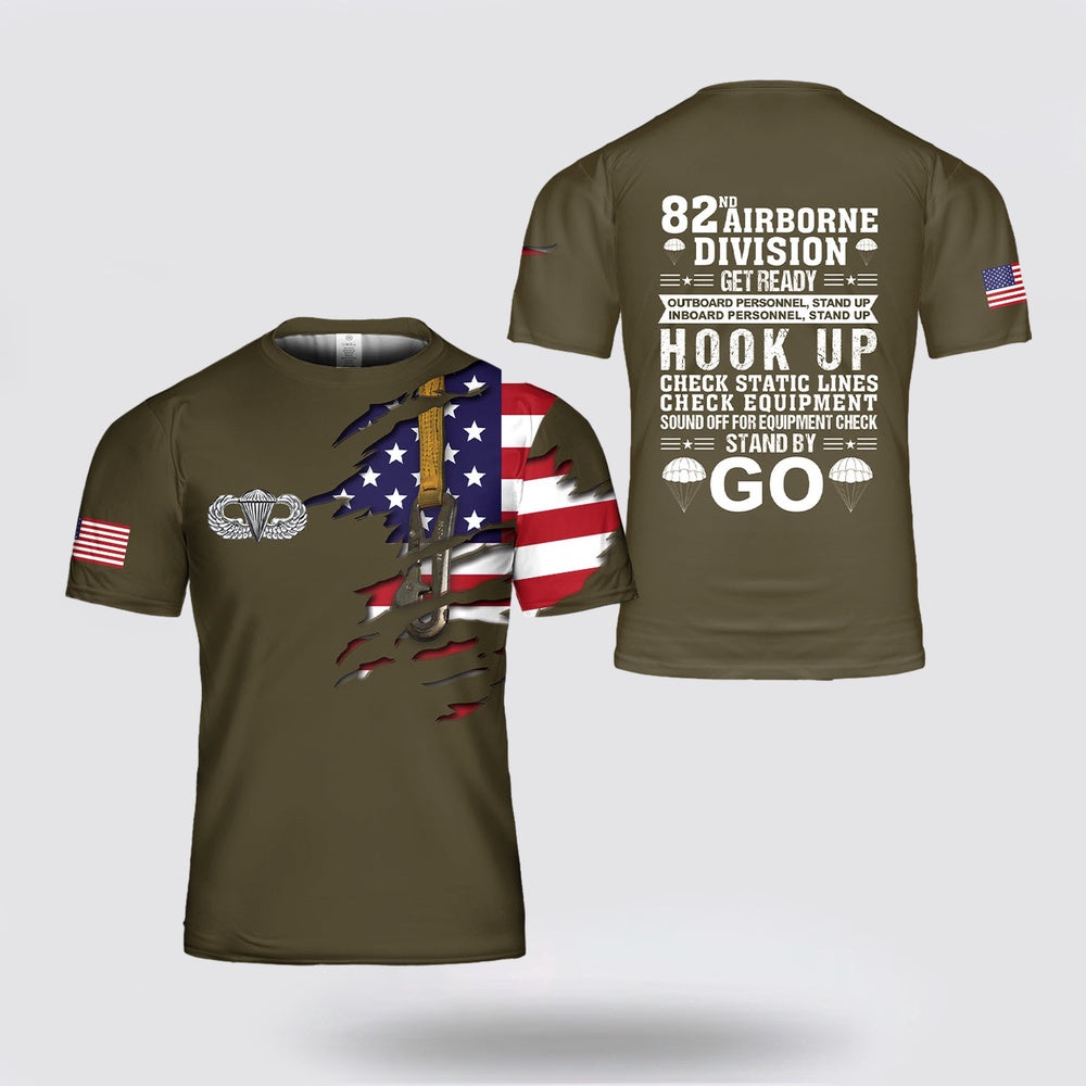 Army T Shirt, US Army Airborne Division, Airborne Static Line, Jumpmaster Commands 3D T Shirt, Veteran T Shirt