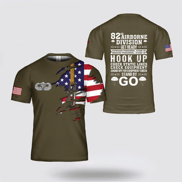 Army T Shirt, US Army Airborne Division, Airborne Static Line, Jumpmaster Commands 3D T Shirt, Veteran T Shirt