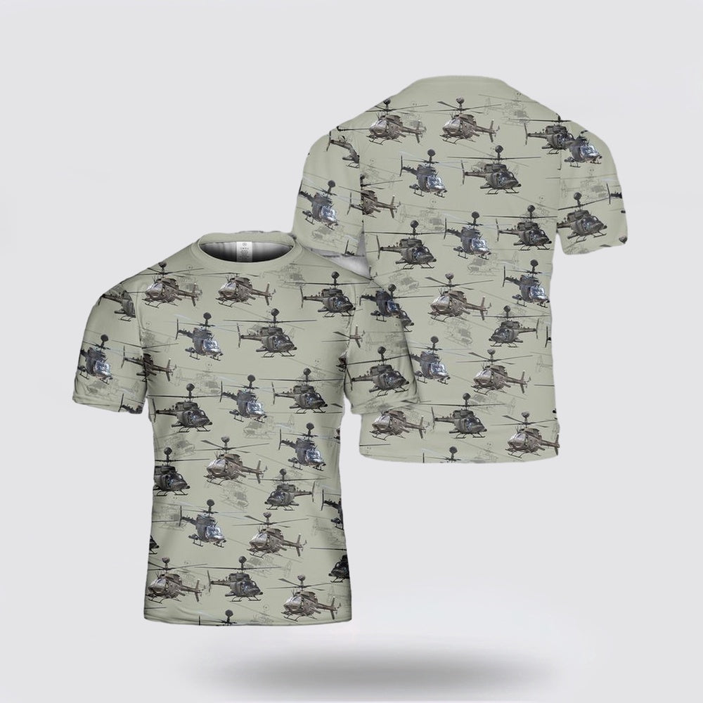 Army T Shirt, US Army Bell OH-58 Kiowa All Over Print 3D T Shirt, Veteran T Shirt