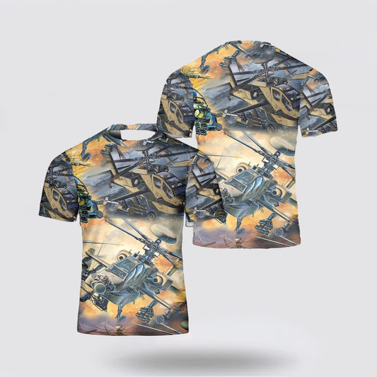 Army T Shirt, US Army Boeing AH-64 Apache 3D T Shirt, Veteran T Shirt