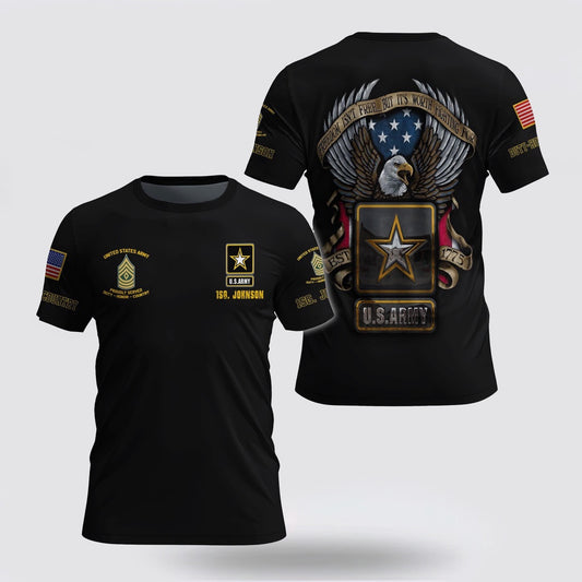 Army T Shirt, US Army Freedom Isn't Free 3D T Shirt Custom Your Name And Rank, Veteran T Shirt