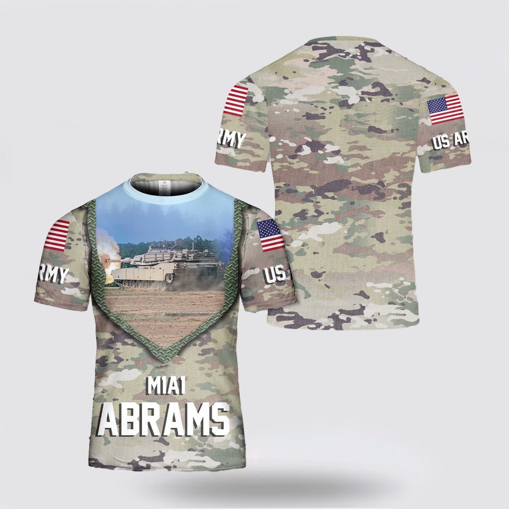 Army T Shirt, US Army M1A1 Abrams Tank T Shirt 3D, Veteran T Shirt