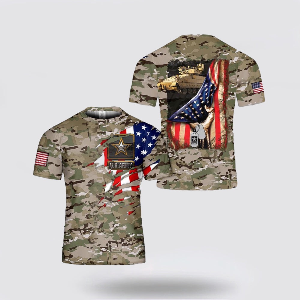 Army T Shirt, US Army M2 Bradley 3D T Shirt, Veteran T Shirt