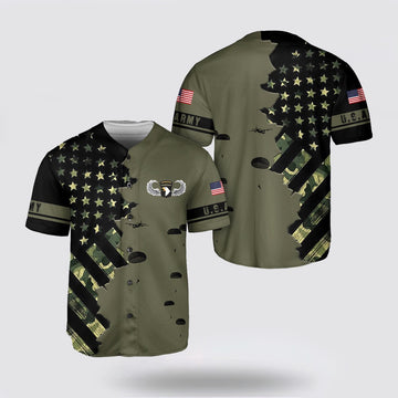 Army T Shirt, US Army Paratroopers With The 101st Airborne Division Parachute Baseball Jersey, Veteran T Shirt