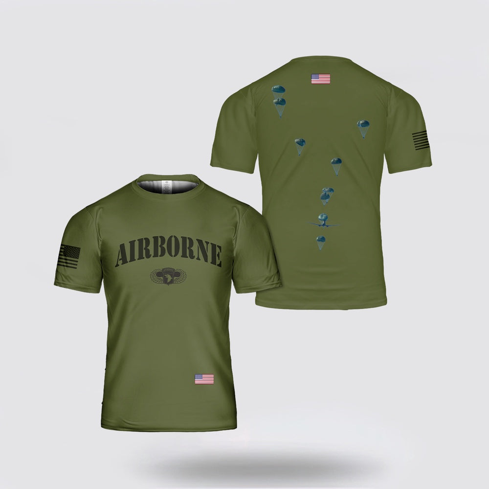 Army T Shirt, US Army Paratroopers With The 101st Airborne Division Parachute T Shirt 3D, Veteran T Shirt