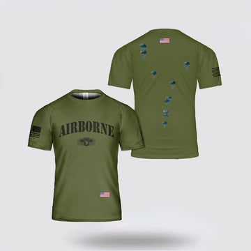 Army T Shirt, US Army Paratroopers With The 101st Airborne Division Parachute T Shirt 3D, Veteran T Shirt