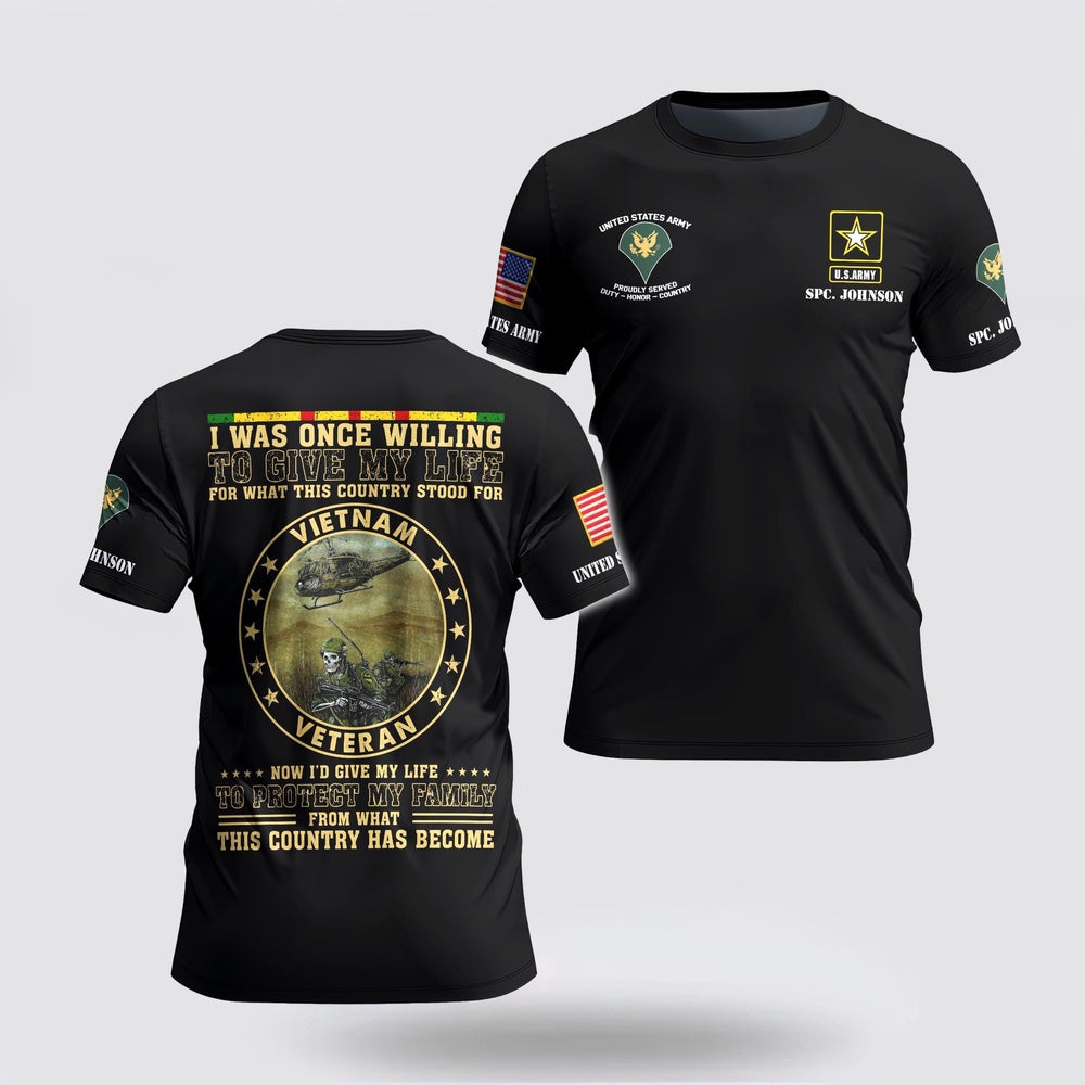 Army T Shirt, US Army T Shirt Custom Your Name And Rank, Veteran T Shirt