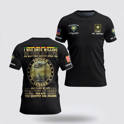 Army T Shirt, US Army T Shirt Custom Your Name And Rank, Veteran T Shirt