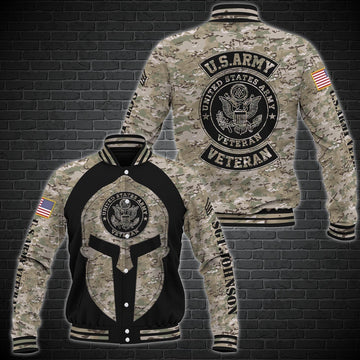 Army Veteran Jacket, Military Us Army Jacket, Army Veteran Spatan Baseball Jacket, Custom Name And Rank