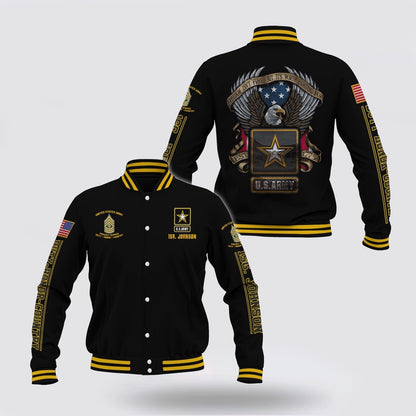 Army Veteran Jacket, Us Army Baseball Jacket Custom Your Name And Rank, Freedom Isn’t Free But It’s Worth Fighting For