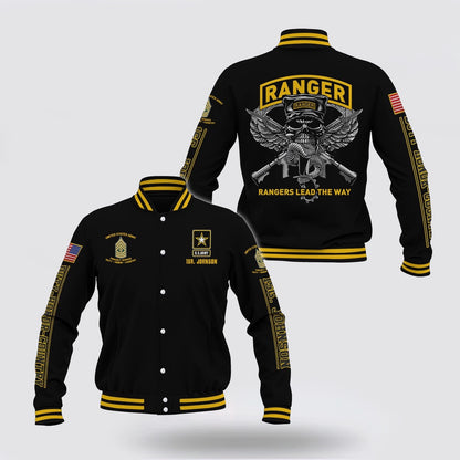 Army Veteran Jacket, Us Army Baseball Jacket Custom Your Name And Rank, Rangers Lead The Way, Military Jacket, Military Gifts