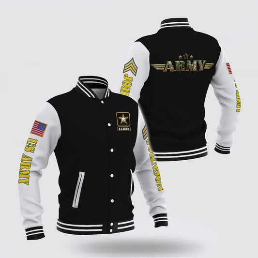 Army Veteran Jacket, Us Army Gift For Military Veteran Design 3D Design Custom Baseball Jacket