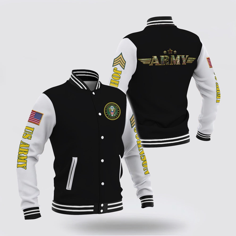 Army Veteran Jacket, Us Army Veteran Gift For Military Veteran Design 3D Design Custom Baseball Jacket All Over Printed