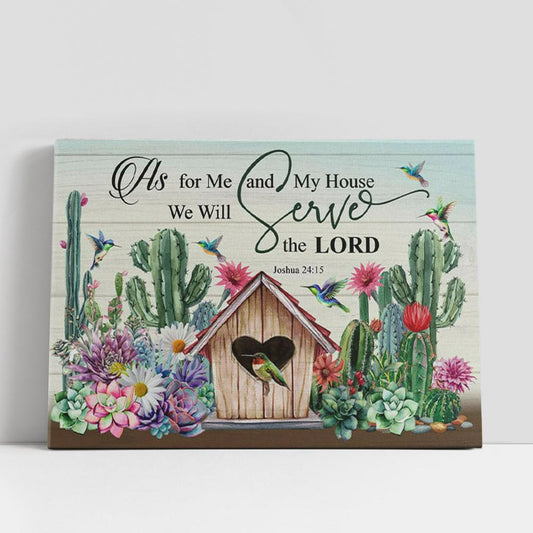 As For Me And My House Canvas Wall Art, Hummingbird, Christian Gifts Wall Decor
