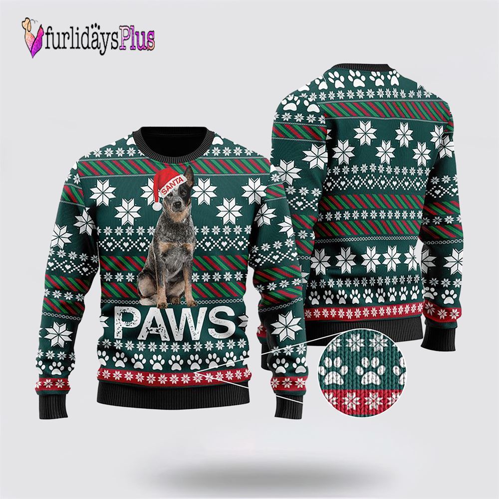 Australian Cattle Dog Santa Printed Christmas Ugly Sweater, Dog Lover Christmas Sweater