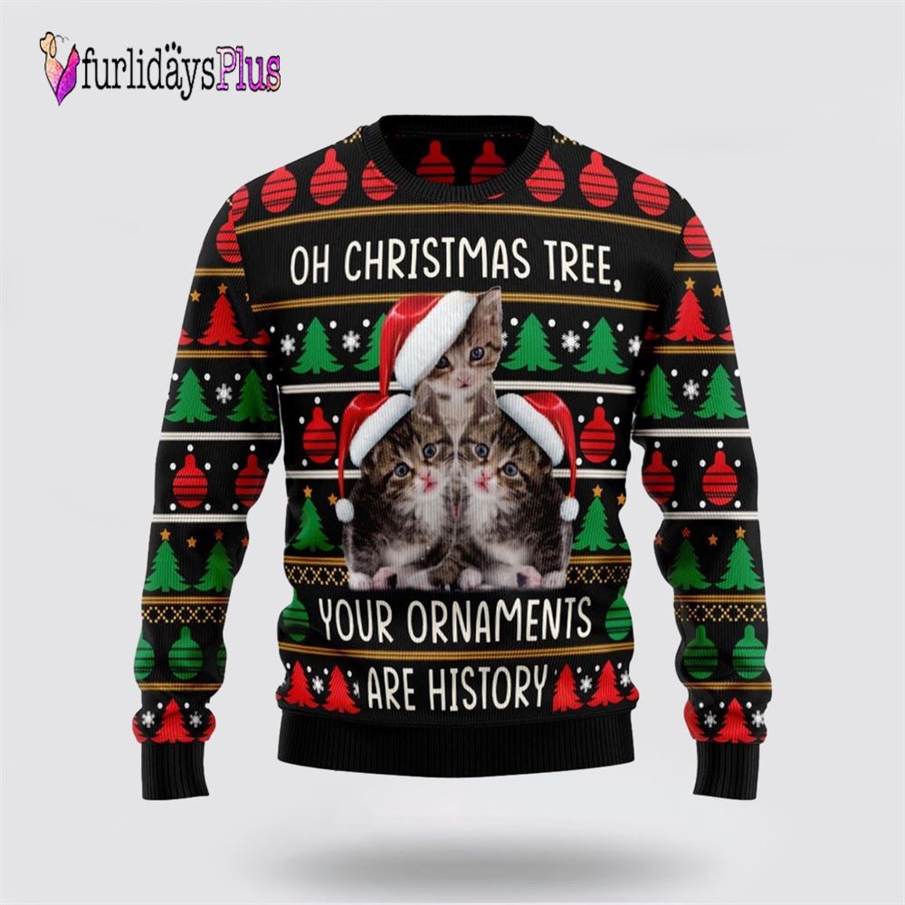 Awesome Cat Funny Family Ugly Christmas Sweater, Cat Lover Christmas Sweater