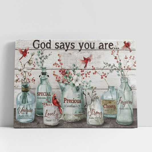 Baby Flower, Cardinal Painting, Crystal Vase, God Says You Are Canvas Poster