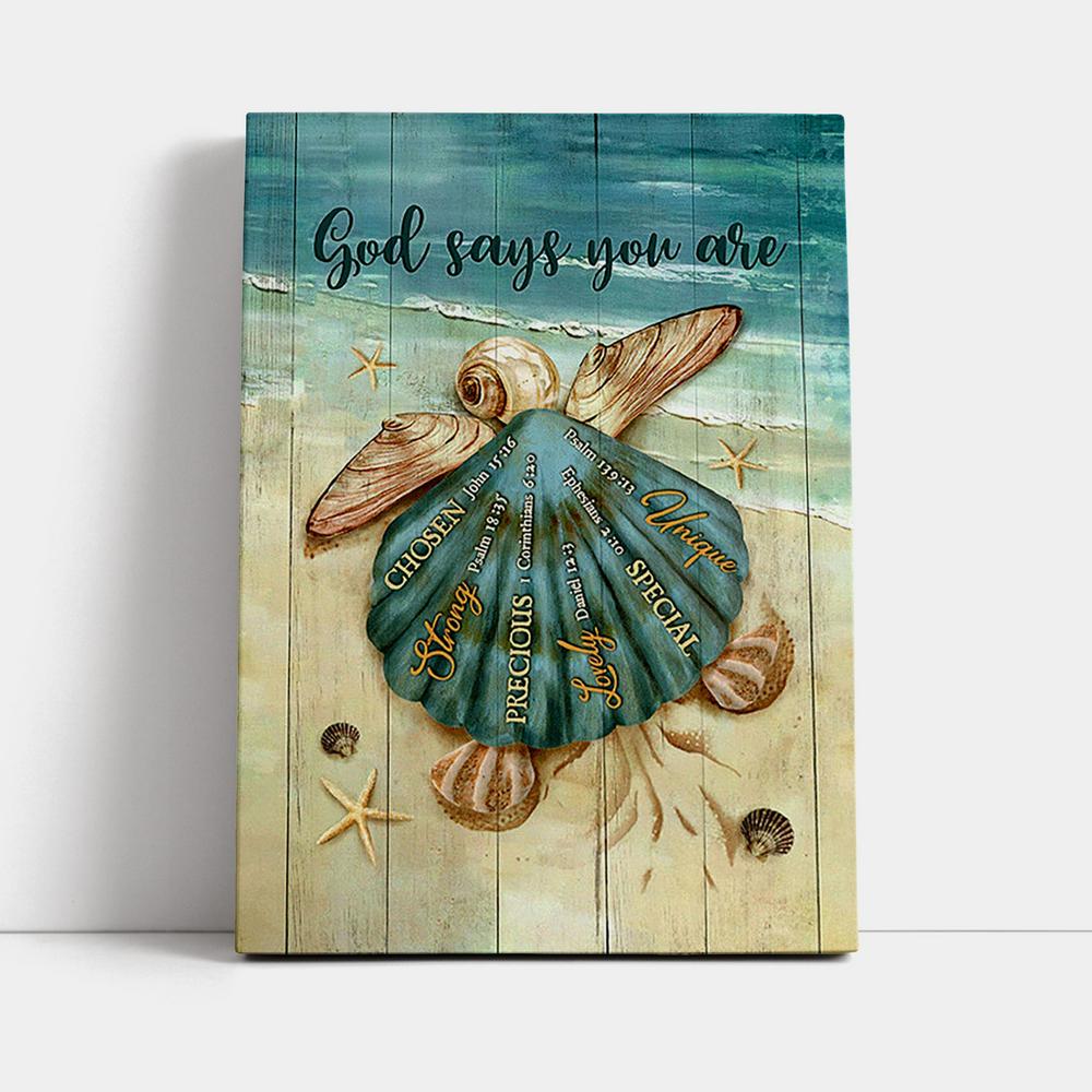 Baby Turtle God Says You Are Canvas Art - Bible Verse Wall Art - Christian Inspirational Wall Decor