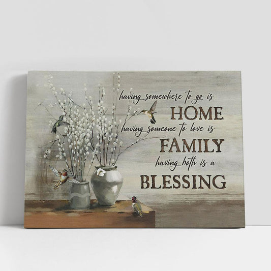 Baby White Flower Hummingbird Having Somewhere To Go Is Home Canvas Wall Art, Bible Verse Canvas, Religious Prints