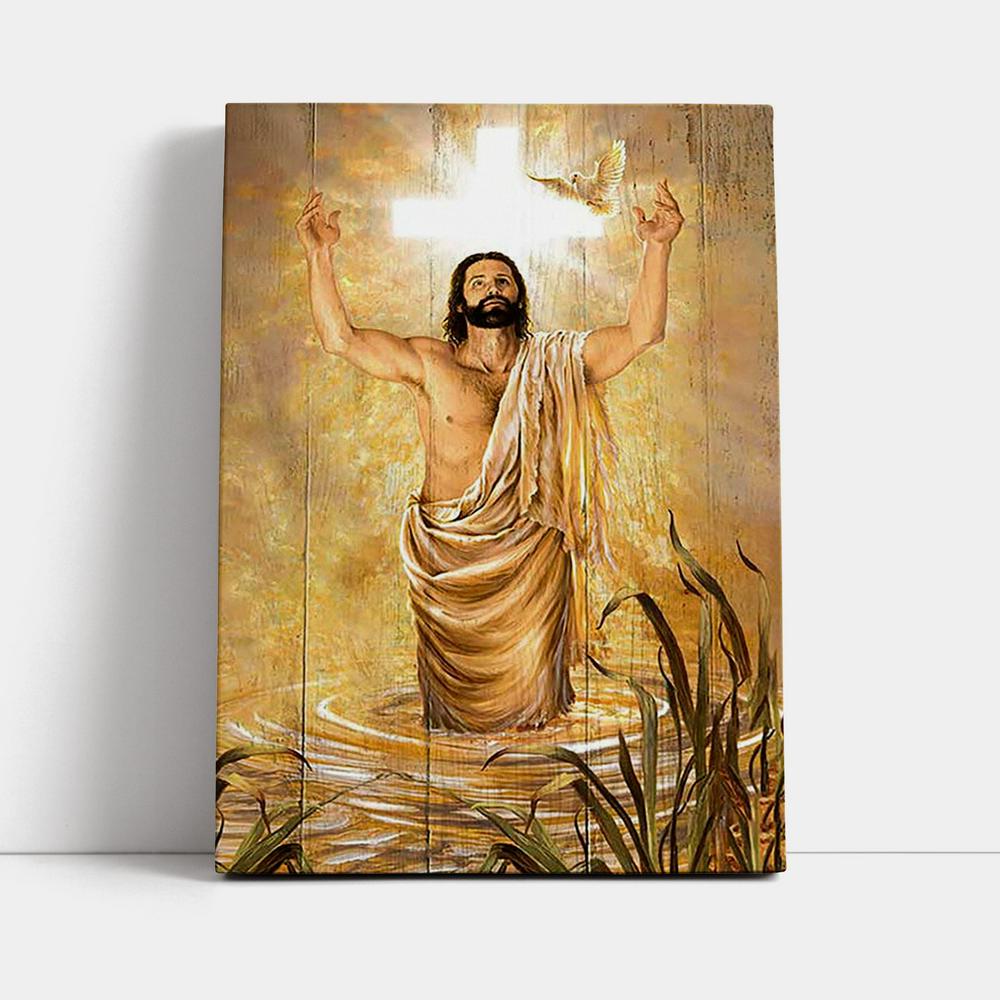 Baptism Of Jesus Dove Canvas Art - Bible Verse Wall Art - Christian Inspirational Wall Decor