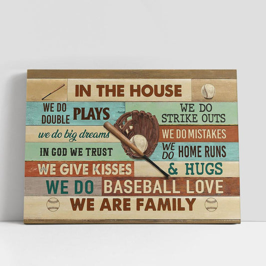 Baseball We Are Family Canvas Wall Art, Bible Verse Canvas, Religious Prints