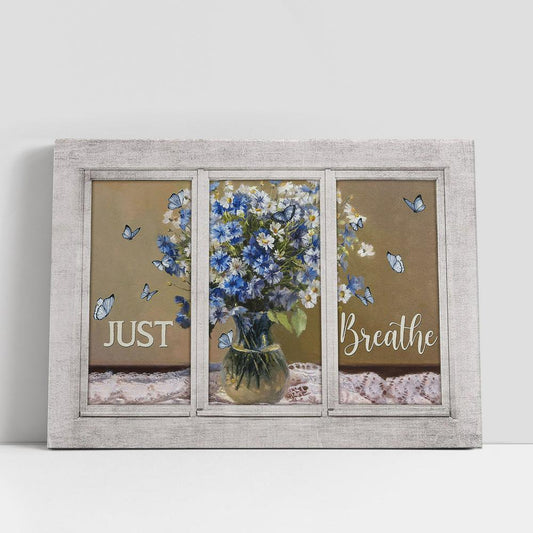 Be Still And Know That I Am God Baby Flower Vase White Butterfly Canvas Wall Art, Bible Verse Canvas, Religious Prints