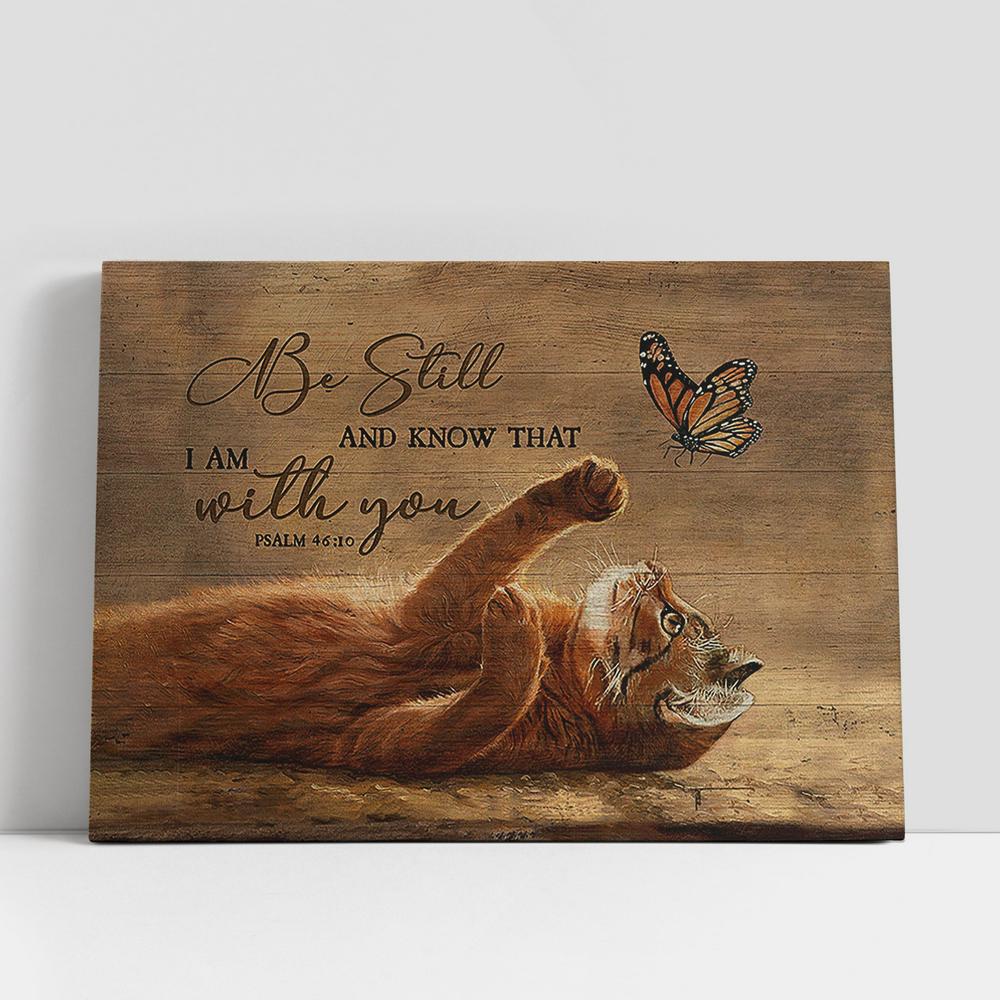 Be still and know that I am with you Brown cat Canvas Wall Art, Bible Verse Canvas, Religious Prints