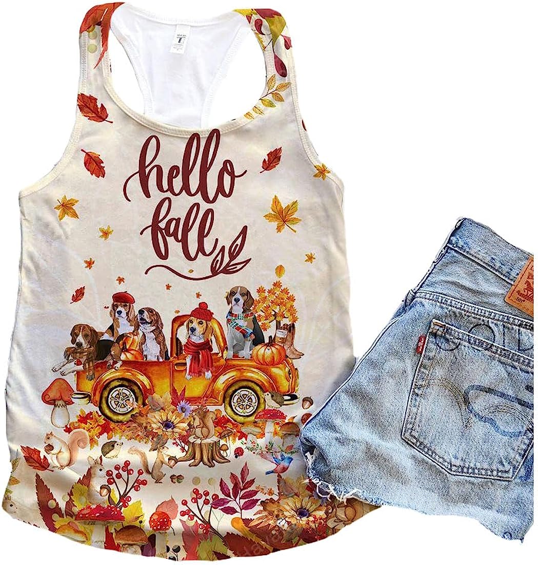 Beagle Dog Hello Fall Classic Tank Top - Summer Casual Tank Tops For Women - Gift For Young Adults