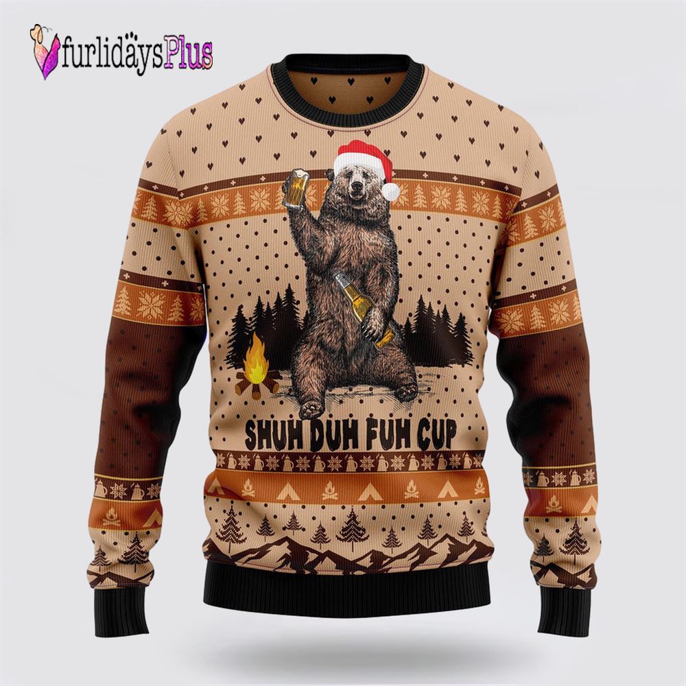 Bear Camping Christmas Ugly Christmas Sweater, Sweater Gifts For Pet Lover