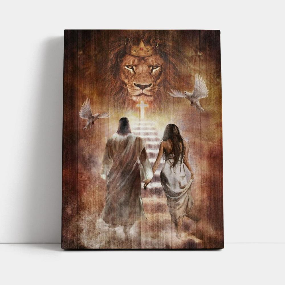 Beautiful Girl Walking With Jesus Canvas Poster