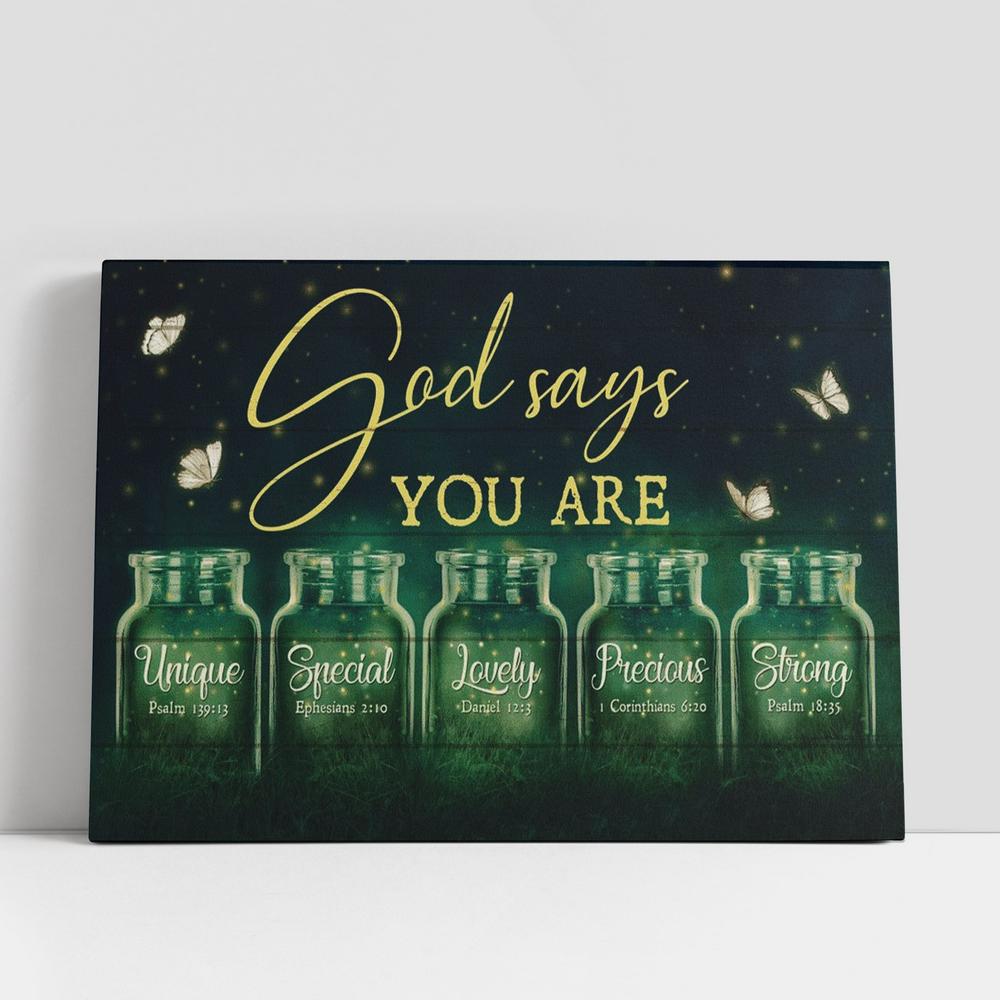 Beautiful Night Firefly Drawing Pretty Butterfly God Says You Are Canvas Poster
