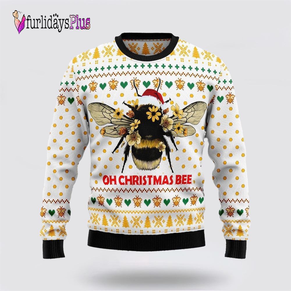 Bee Merry Christmas Ugly Christmas Sweater Gift, Sweater Gifts For Pet Lover