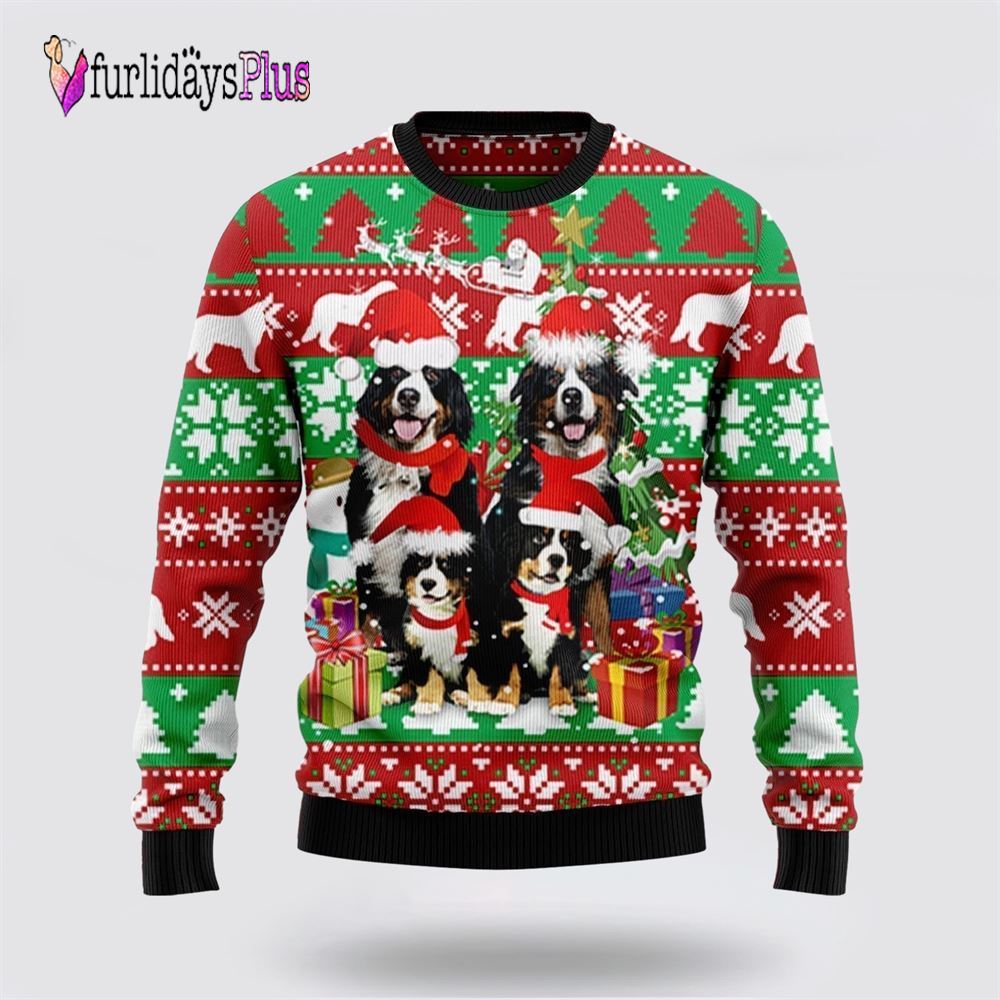 Bernese Mountain Dog Family Ugly Christmas Sweater, Dog Lover Christmas Sweater