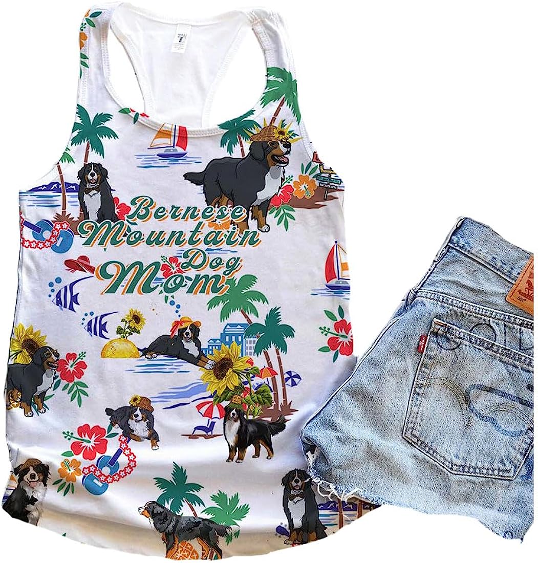 Bernese Mountain Dog Mom Beach Tank Top - Summer Casual Tank Tops For Women - Gift For Young Adults