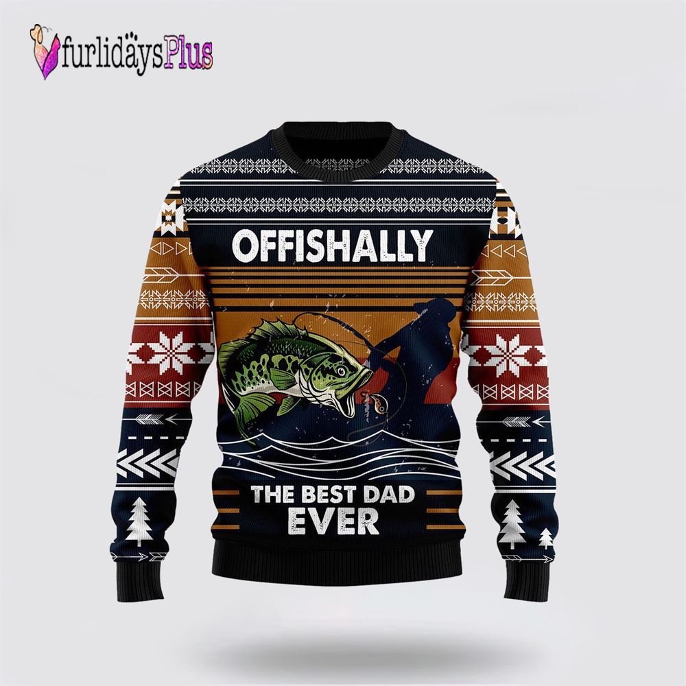 Best Dad ever Fishing Retro Vintage Ugly Christmas Sweater, Sweater Gifts For Pet Lover
