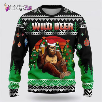 Bigfoot Beer Christmas Green And Black Pattern Ugly Christmas Sweater, Best Gift For Christmas
