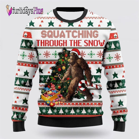 Bigfoot Christmas Candy Cane Ugly Christmas Sweater, Best Gift For Christmas